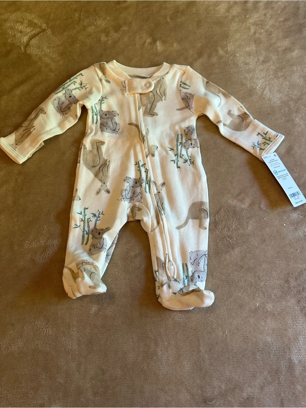 Carter's Cream One-Piece Footed Sleeper with Koala Print